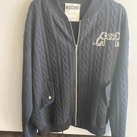 Moschino Other - MOSCHINO cable knit sweater elephant rare jacket black cable knit